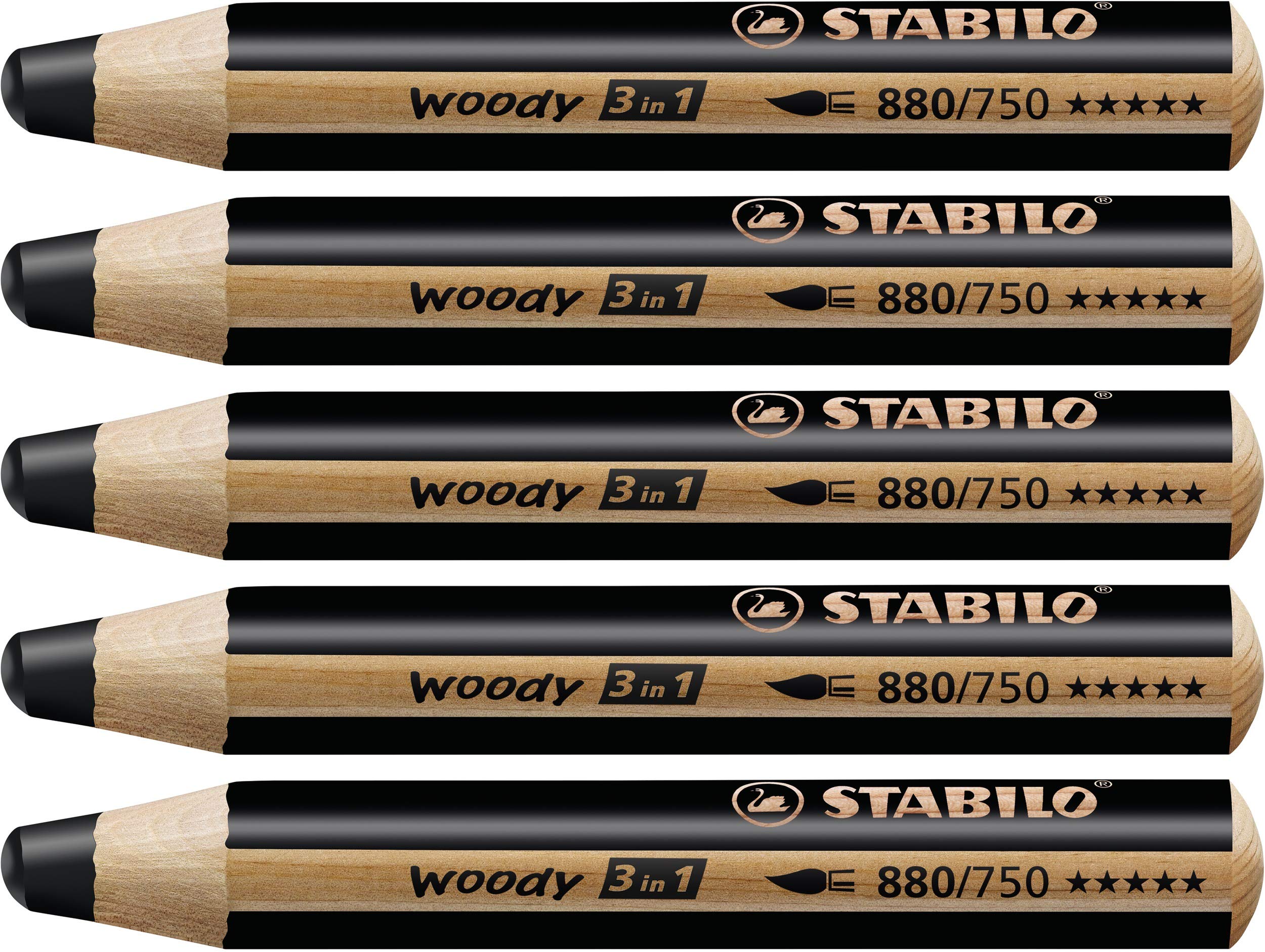 stabilo-woody-3in1-crayon-de-couleur-lot-x-5-noir-de-bougie image 1