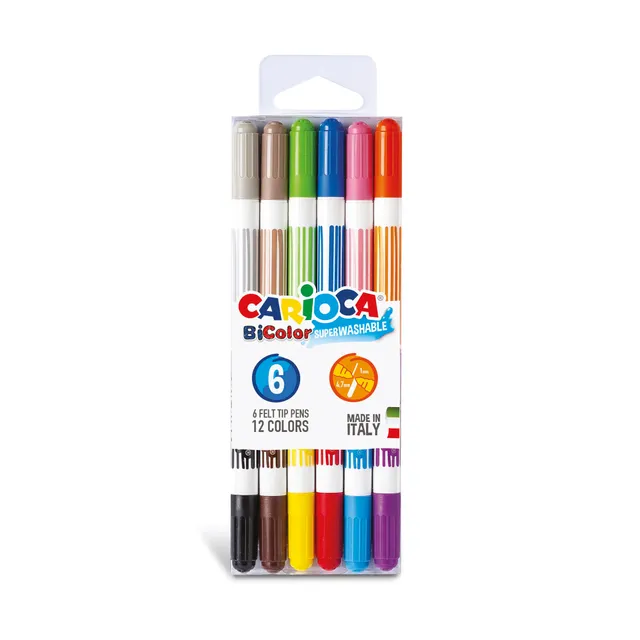carioca-bicolor-marqueurs-2-couleurs-en-1-x-6-pi-ces-lavables-non-toxiques image 1