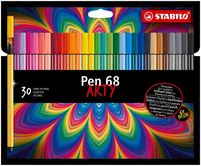 stabilo-pen-68-arty-feutres-de-coloriage-pointe-moyenne-tui-carton-de-30-coloris image 1