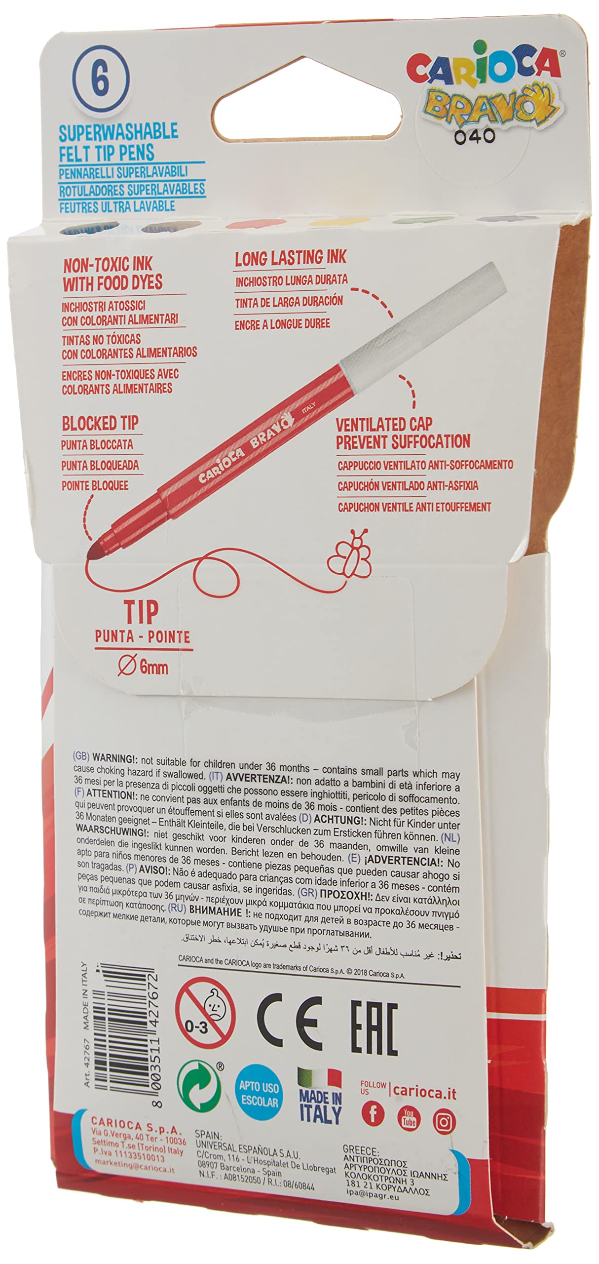 carioca-bravo-6-feutres-extra-bold-pointe-ogive-6-mm-boite-carton image 3