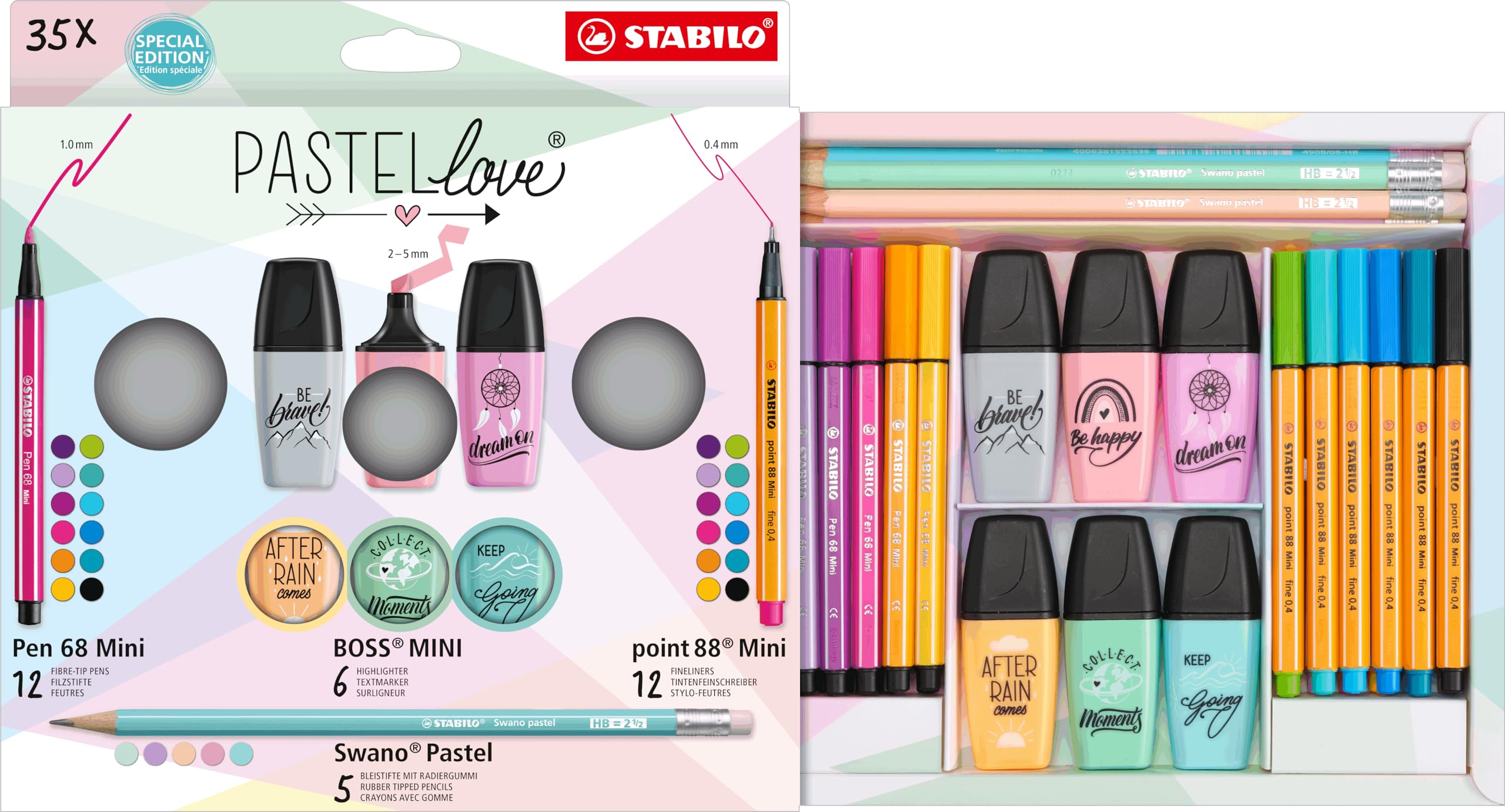 stabilo-pastellove-coffret-35-pieces-pen-68-mini-boss-mini-point-88-mini image 2