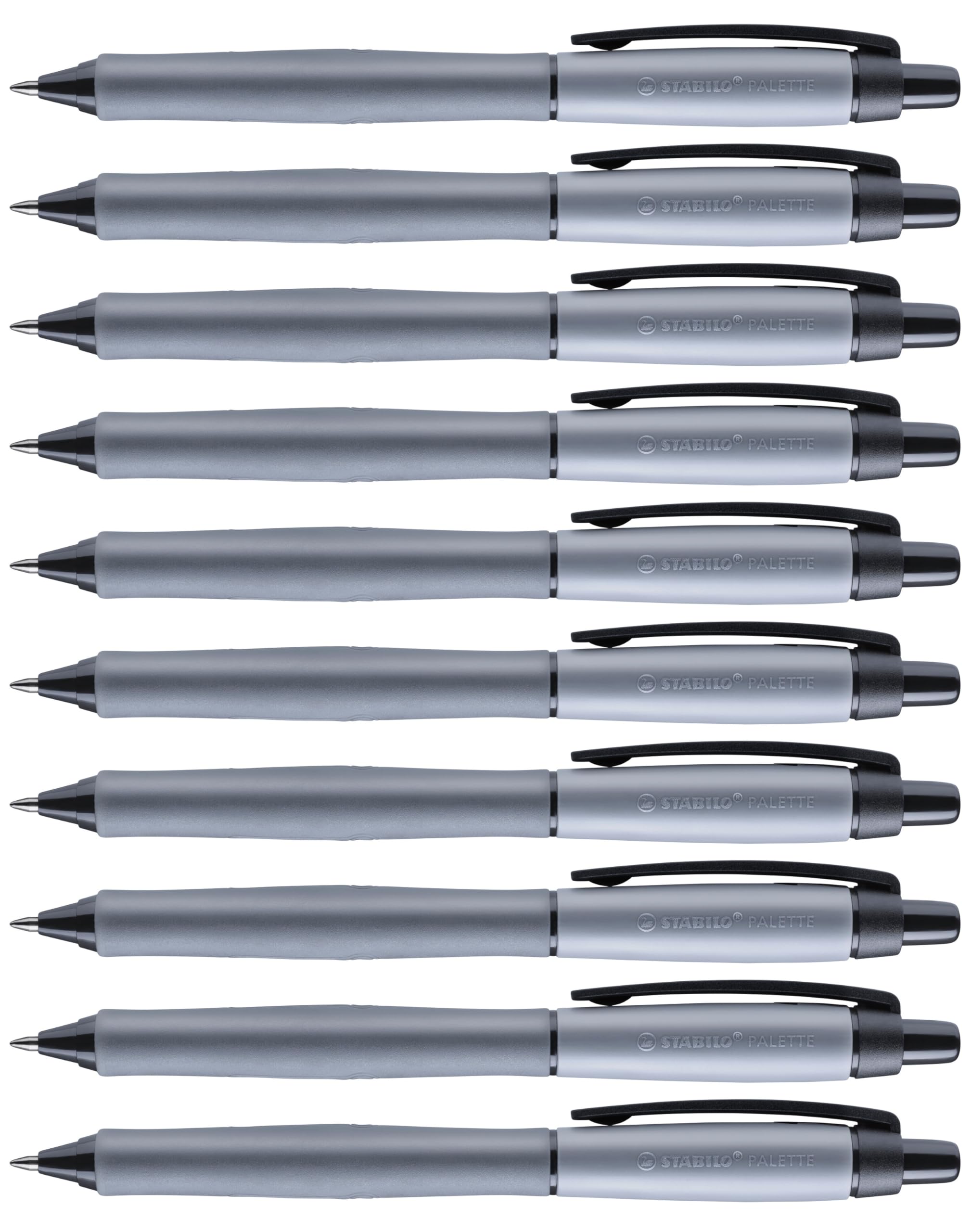 stabilo-palette-lot-de-10-stylos-roller-r-tractables-noirs-rechargeables image 1