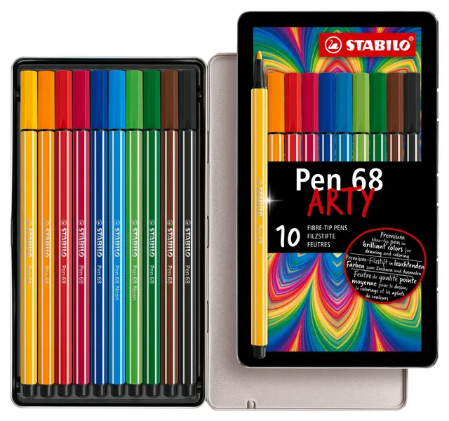 stabilo-pen-68-bo-te-m-tal-de-10-feutres-de-coloriage-pointe-ogive-1-mm-gamme-ar image 1