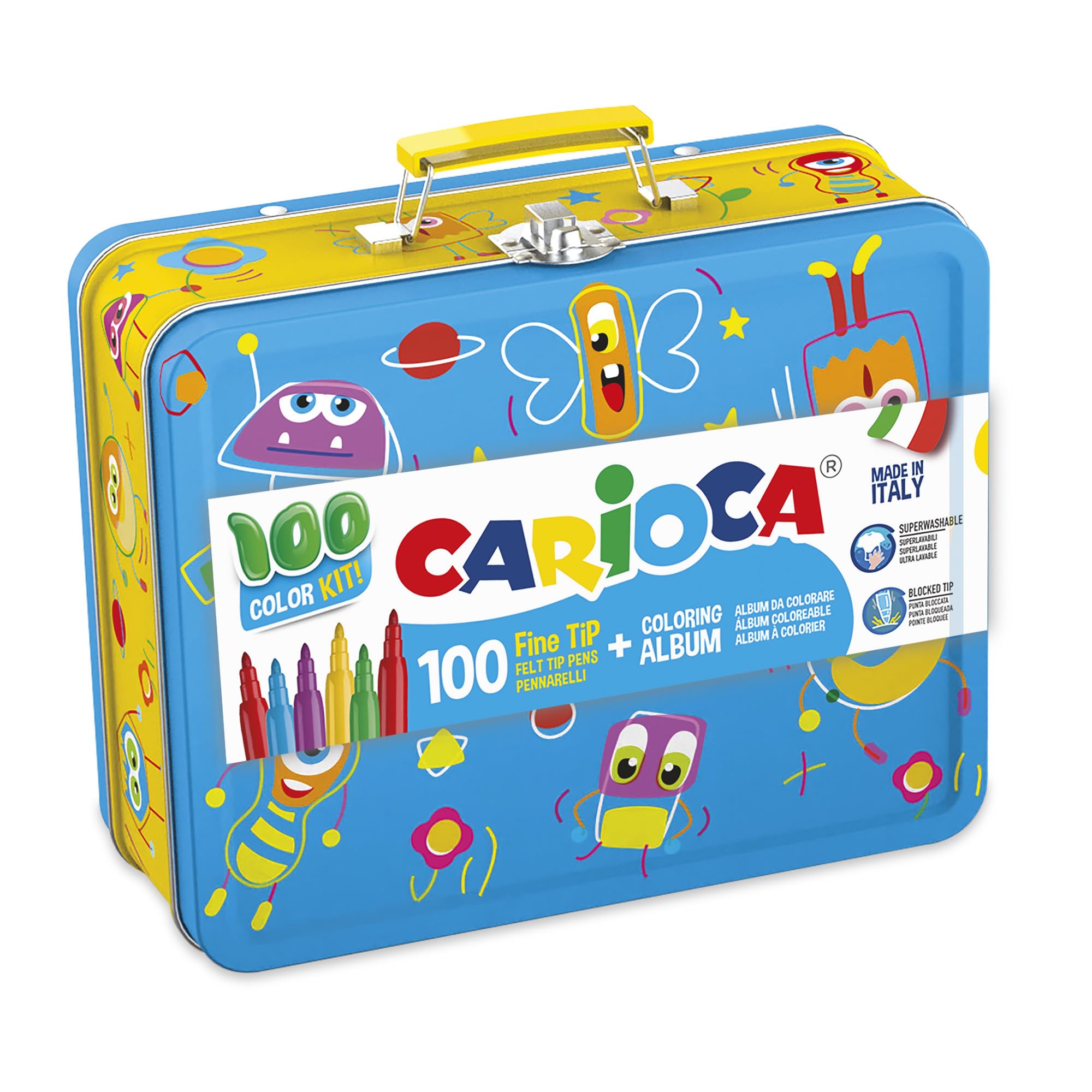 carioca-color-box-coffret-m-tal-100-feutres-pointe-fine-maxi-album-rouge image 4