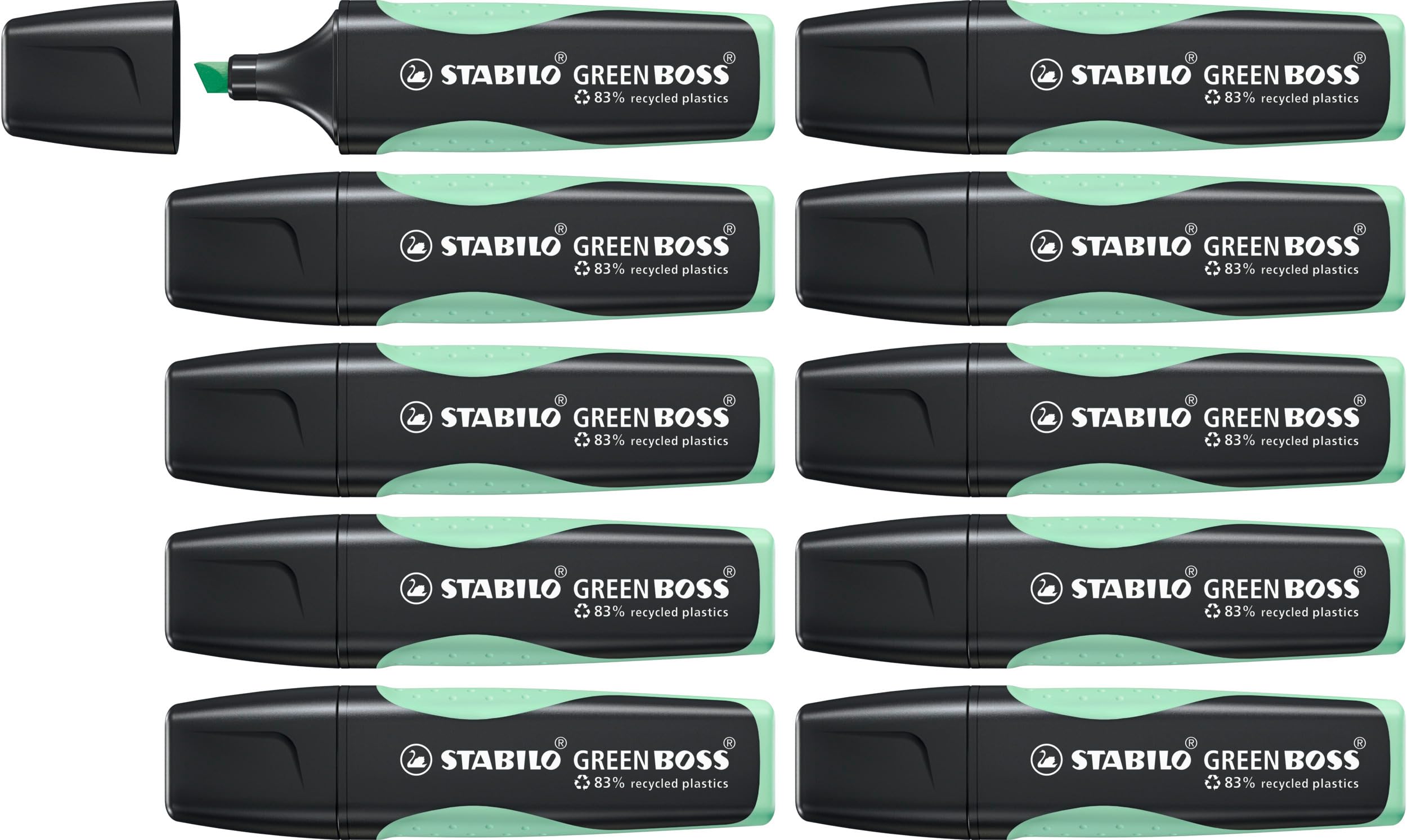stabilo-green-boss-pastel-menthe-l-eau-lot-10-surligneurs-co-responsables image 1