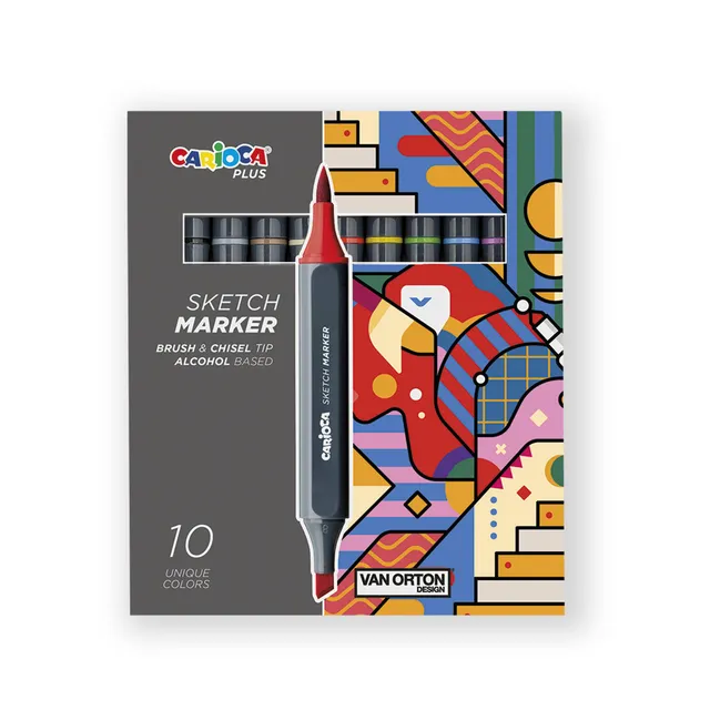 carioca-colori-plus-sketch-marker-marqueur-alcool-double-pointe-bo-te-de-10 image 1