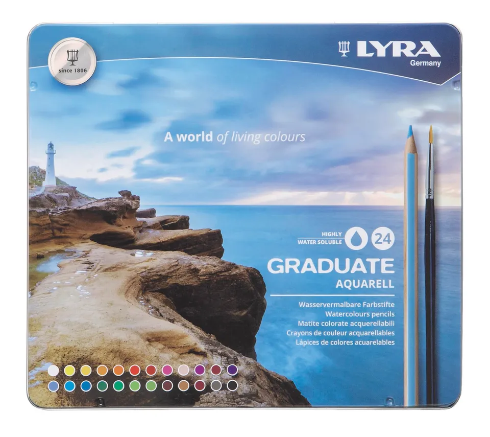 lyra-graduate-aquarell-bo-te-m-tal-de-24-crayons-de-couleur-aquarellables-1-pinc-2 image 1