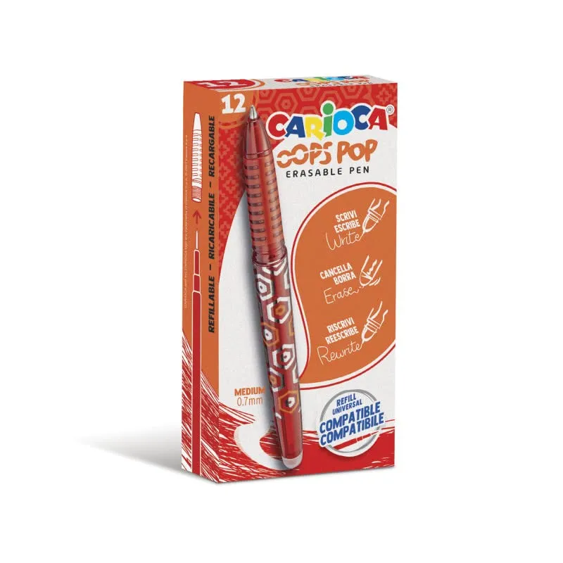 carioca-oops-pop-lot-de-12-stylos-effa-ables-rechargeables-rouges image 1
