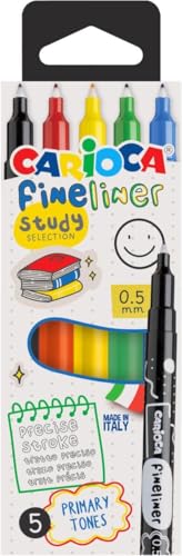 carioca-study-fineliner-bo-te-de-5-feutres-couleurs-primaires-0-5-mm image 2
