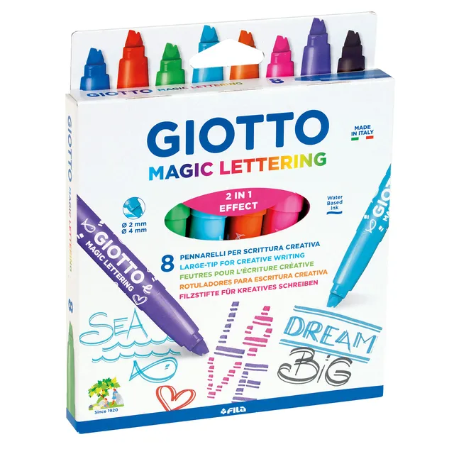 giotto-magic-lettering-tui-8-feutres-pointe-large-pour-criture-cr-ative-et-lettr image 1