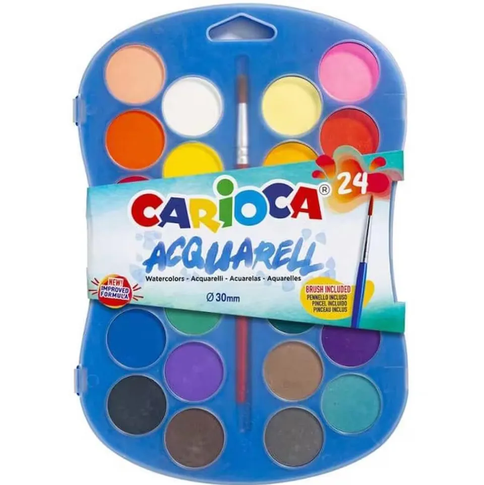 carioca-aquarelle-peinture-aquarelle-en-pastilles-x-24-couleurs-primaires-30-mm image 1