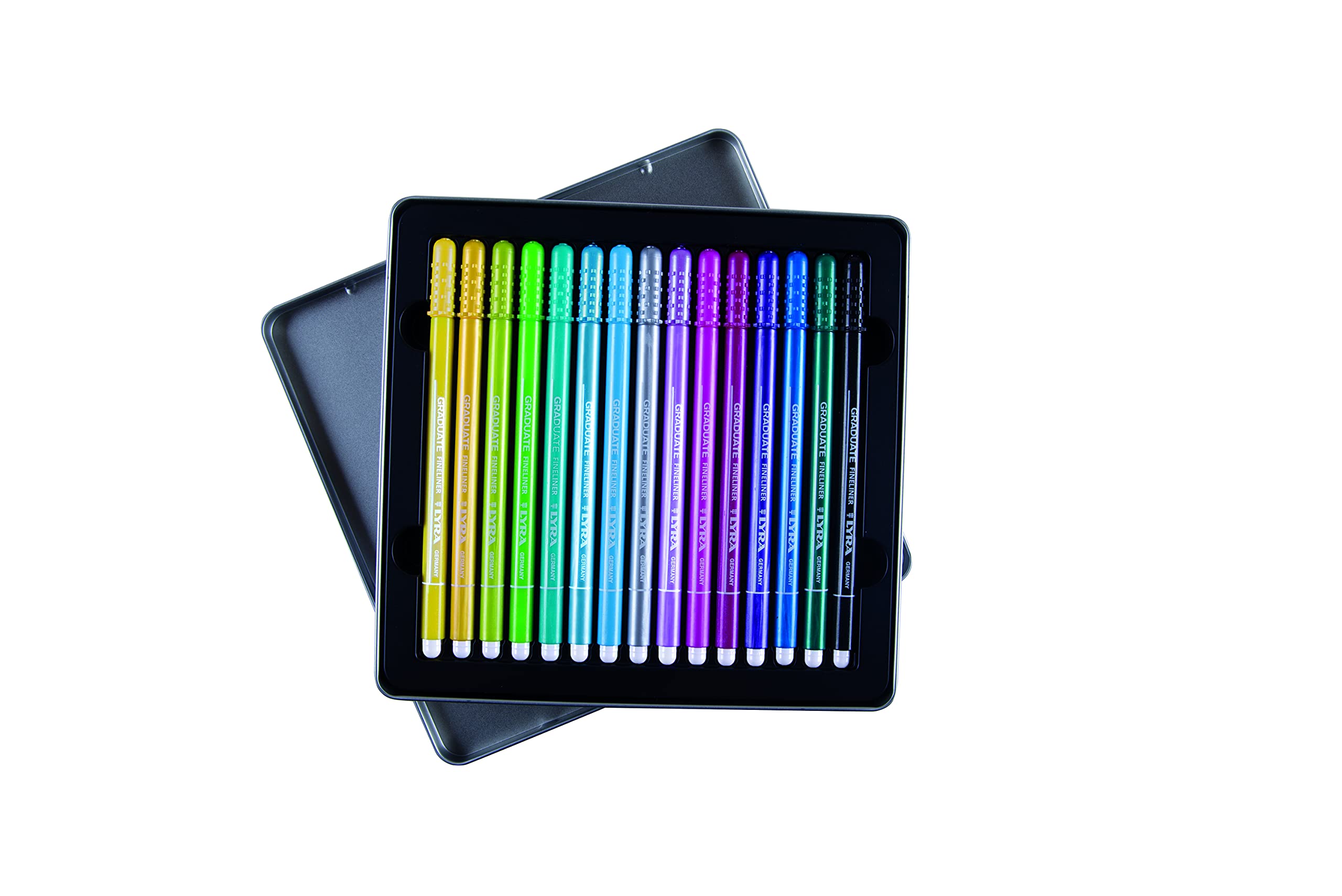 lyra-graduate-fineliner-bo-te-m-tal-15-feutres-fins-0-5-mm-couleurs-froides image 2