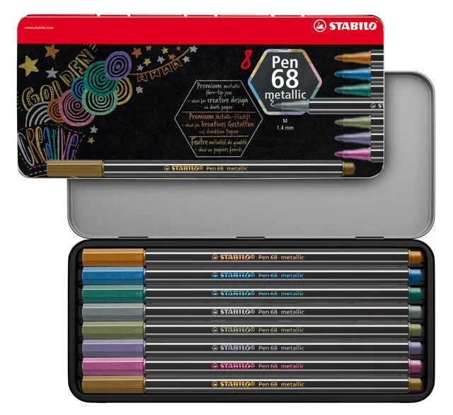 stabilo-pen-68-metallic-feutres-de-coloriage-m-tallis-s-pointe-moyenne-bo-te-m-t image 1