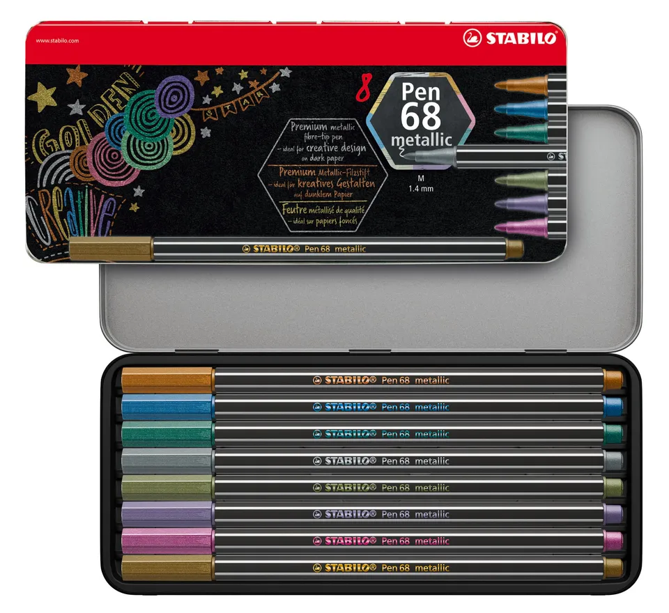 stabilo-pen-68-metallic-feutres-de-coloriage-m-tallis-s-pointe-moyenne-bo-te-m-t image 1