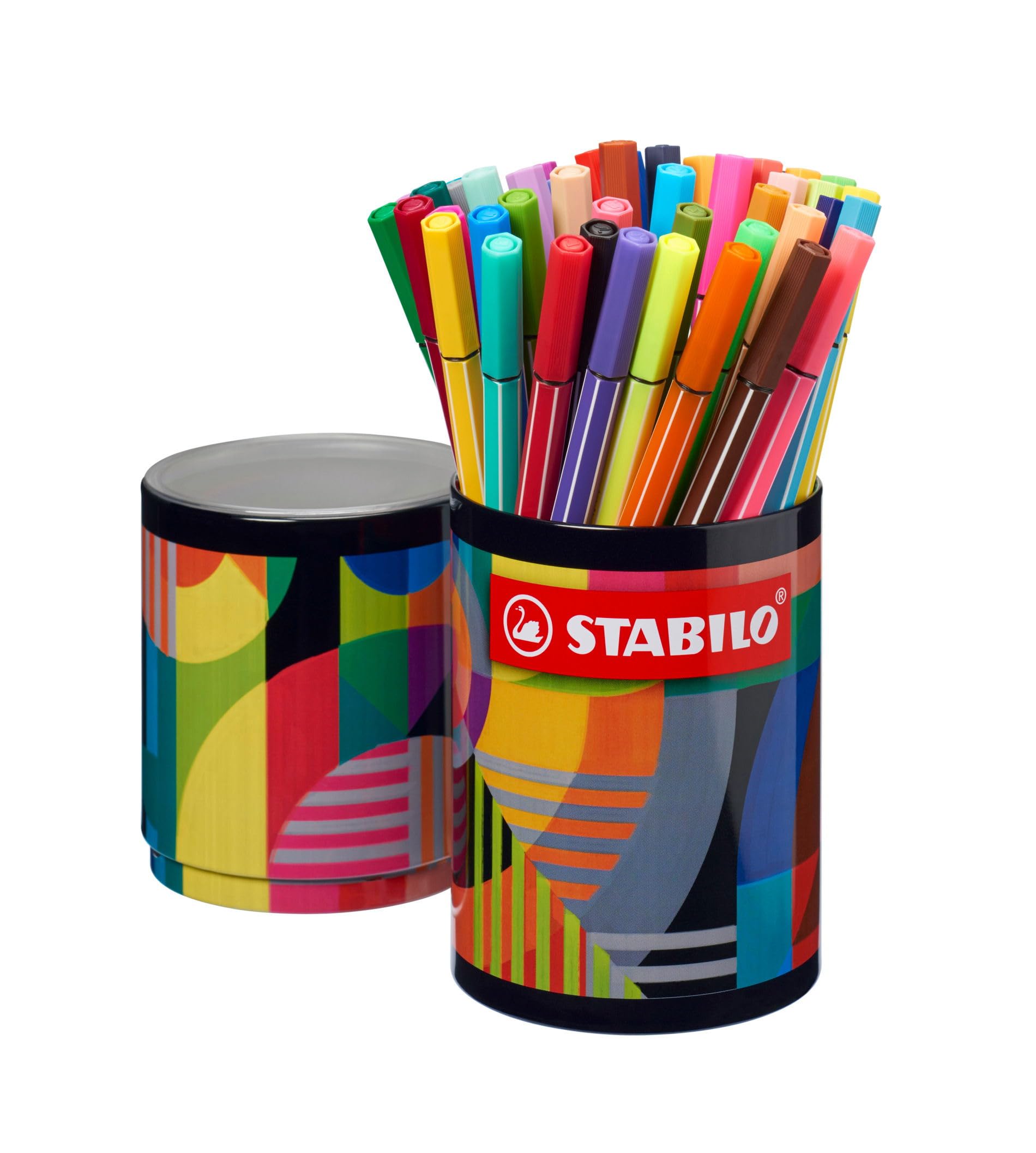 stabilo-pen-68-arty-bo-te-m-tal-ronde-45-feutres-coloriage-pointe-moyenne image 1
