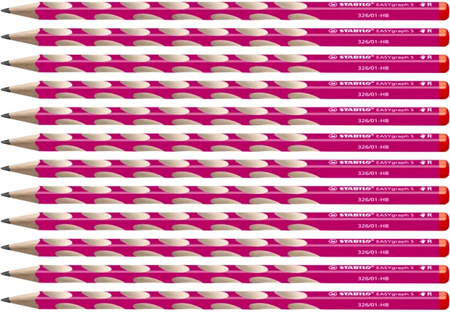 stabilo-easygraph-s-crayon-triangulaire-droitier-hb-pack-12-rose-bonbon image 1