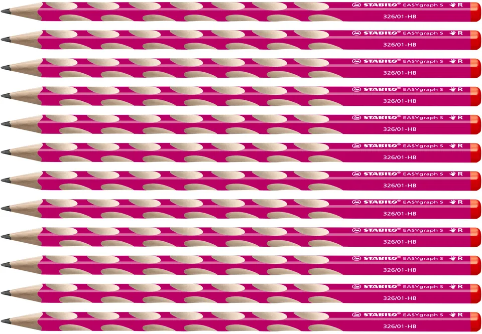 stabilo-easygraph-s-crayon-triangulaire-droitier-hb-pack-12-rose-bonbon image 1