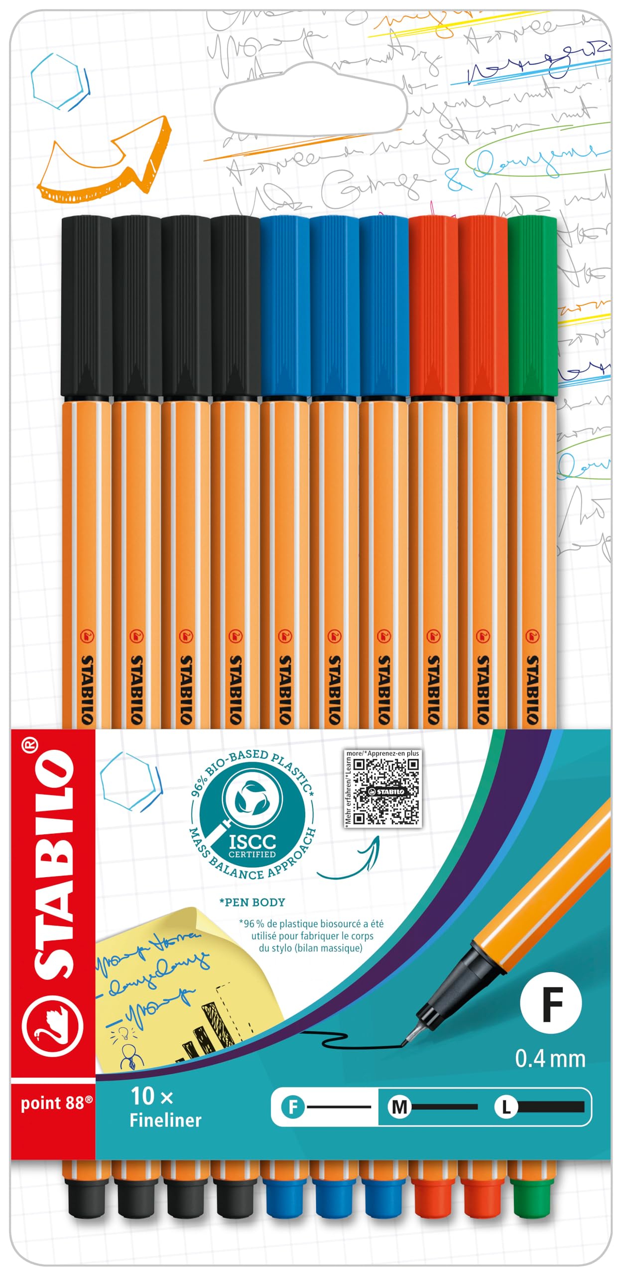 stabilo-point-88-lot-de-10-feutres-pointe-fine-0-4-mm-import-allemagne image 1