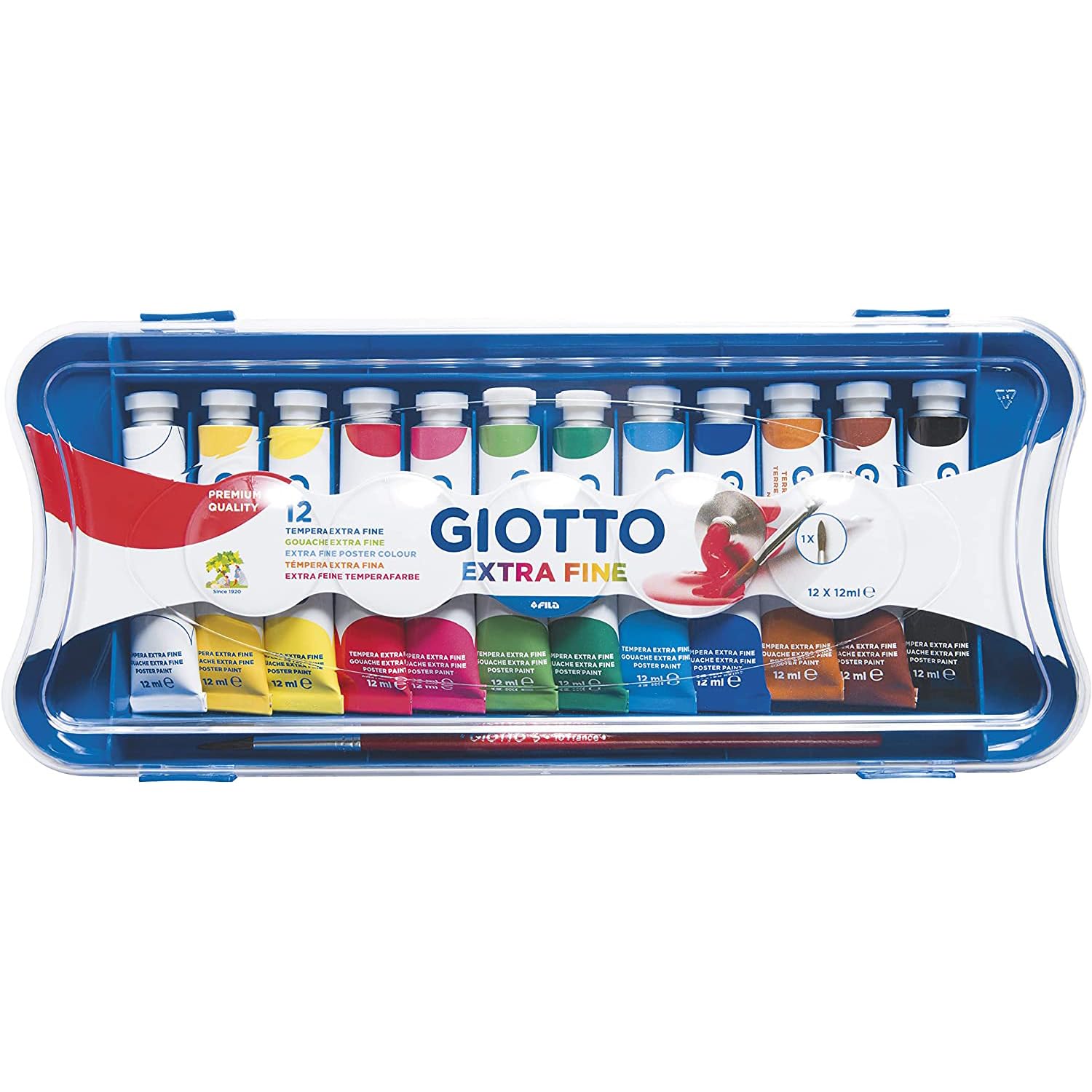 giotto-extra-fine-paint-bo-te-de-12-tubes-de-gouache-12-ml-couleurs-assorties image 1