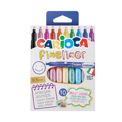 carioca-fineliner-bo-te-de-10-feutres-fins-couleurs-assorties-pointe-0-5-mm image 4
