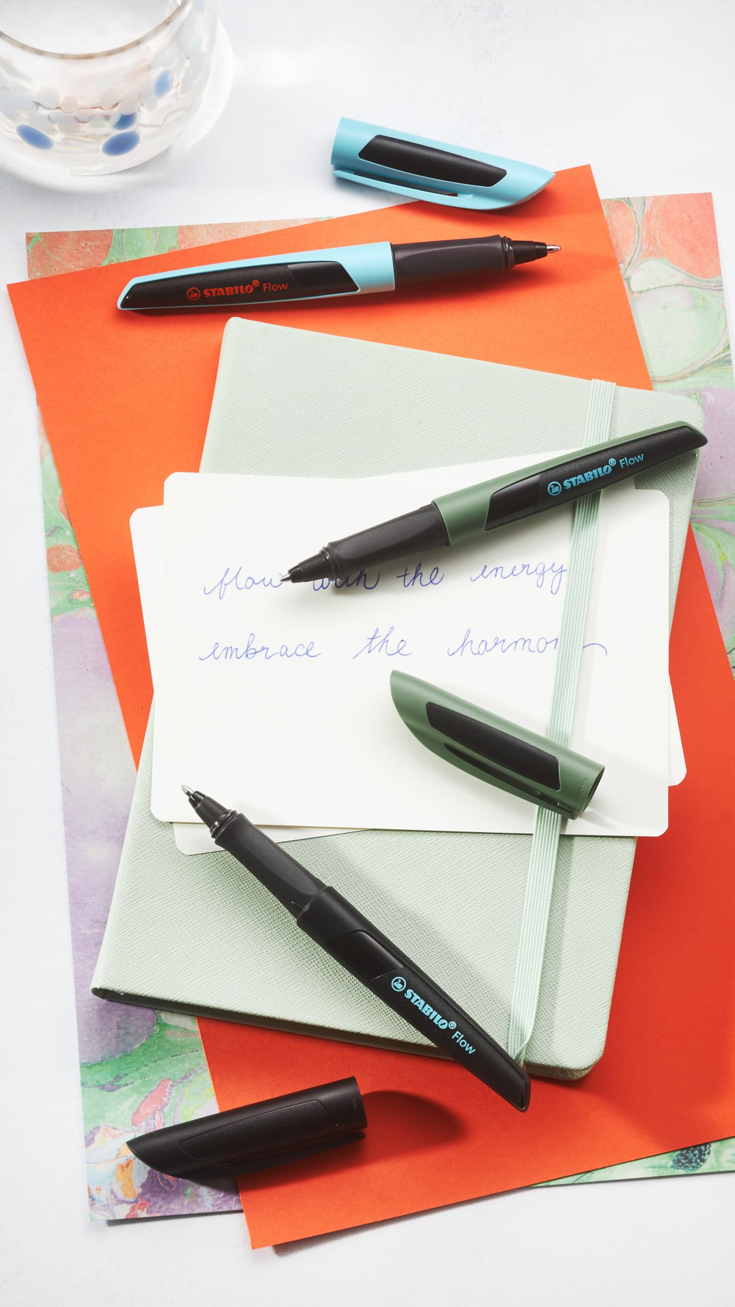stabilo-flow-stylo-bille-rechargeable-pointe-moyenne-0-5-mm-turquoise-noir image 4