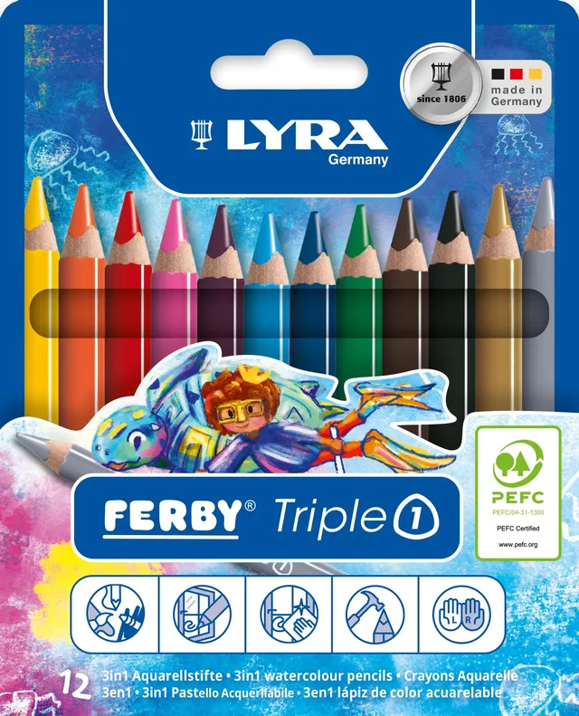 lyra-tripleone-tui-12-crayons-de-couleur-3-en-1-aquarellables image 1
