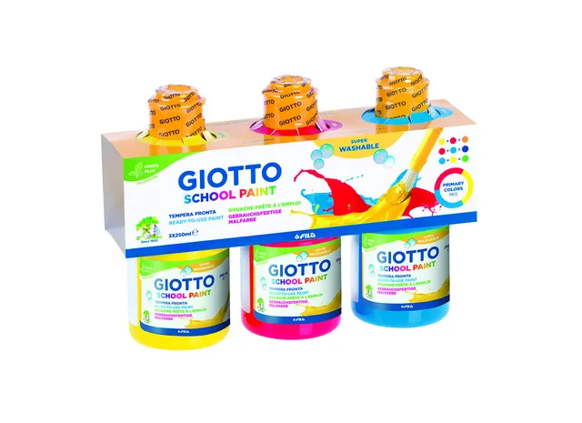 giotto-school-paint-gouache-lot-de-3-x-250-ml-jaune-rouge-bleu image 1