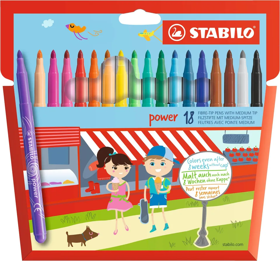 stabilo-power-feutres-de-coloriage-pointe-moyenne-2-mm-tui-carton-de-18-coloris- image 1