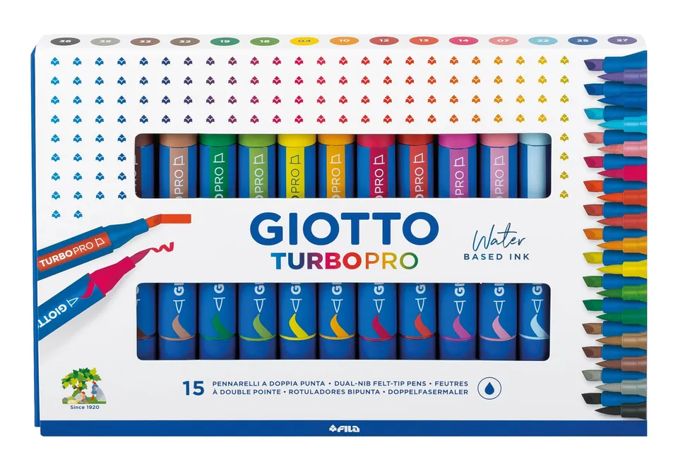 giotto-turbo-pro-feutre-double-pointe-bo-te-15-couleurs-assorties image 1