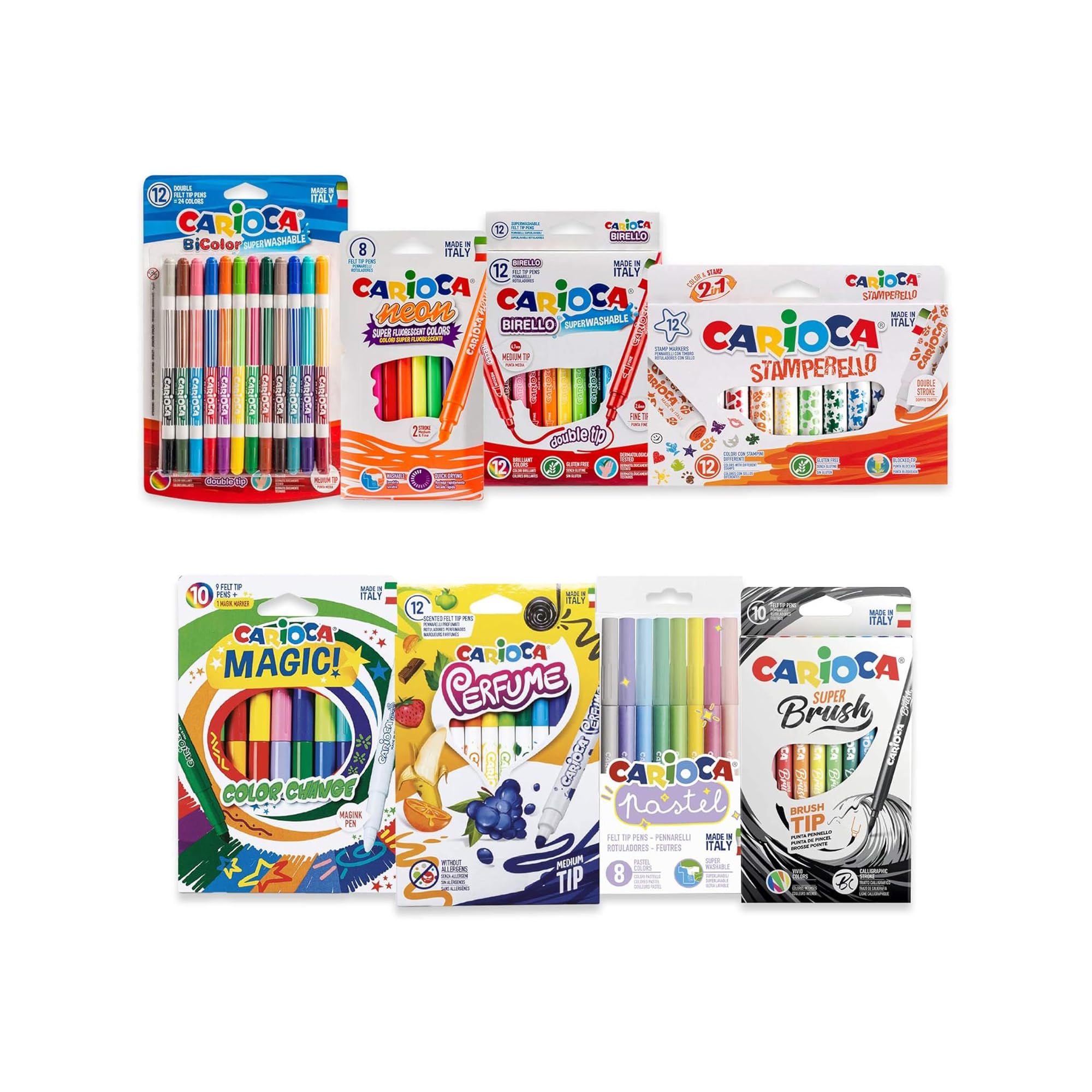 carioca-artivity-coffret-8-bo-tes-de-feutres-assortis-84-pi-ces-bicolores-fluore image 1