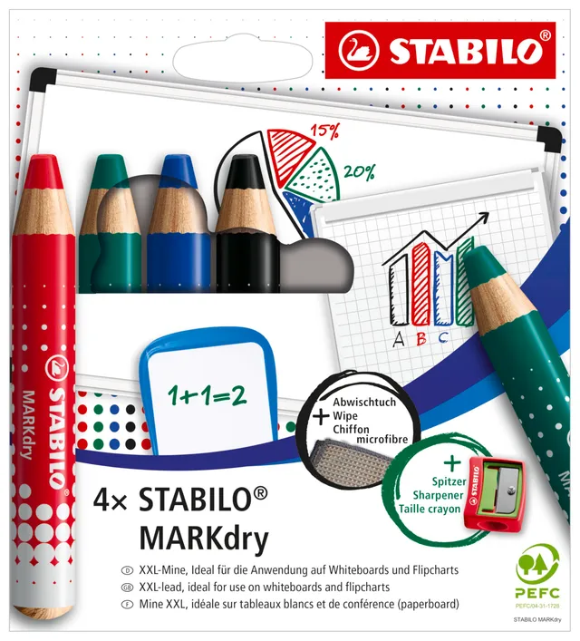 stabilo-markdry-tui-carton-de-4-crayons-marqueurs-ardoises-et-tableaux-blancs-mi image 1