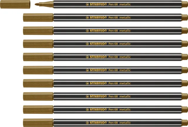stabilo-pen-68-metallic-lot-10-feutres-metallises-pointe-moyenne-1-4-mm image 1