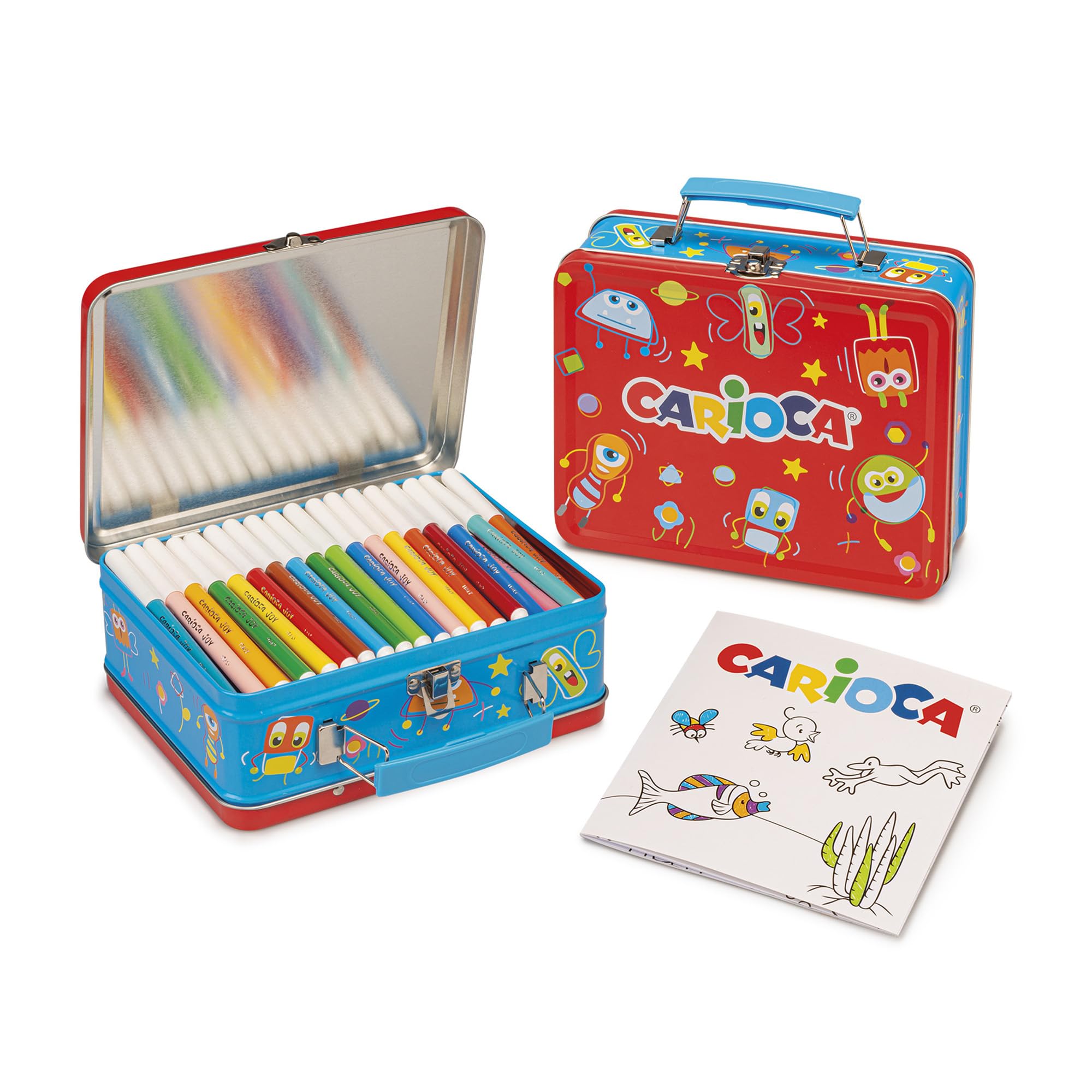 carioca-color-box-coffret-m-tal-100-feutres-pointe-fine-maxi-album-rouge image 2