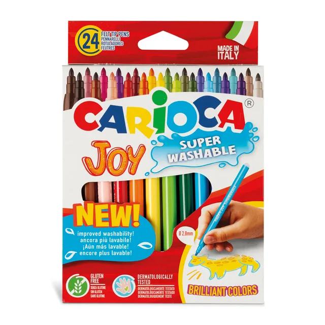 carioca-joy-super-washable-feutres-pointe-fine-bo-te-24-couleurs-made-in-italy image 1