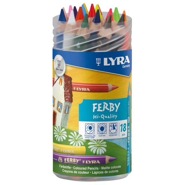 lyra-ferby-pot-de-18-crayons-de-couleur-triangulaires-ergonomiques-mine-6-3-mm image 1