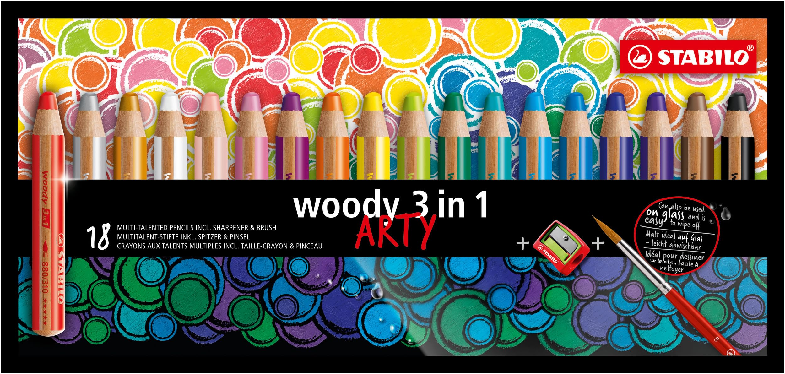 stabilo-woody-3-in-1-arty-tui-carton-de-18-crayons-de-couleur-multi-usages-pince image 1