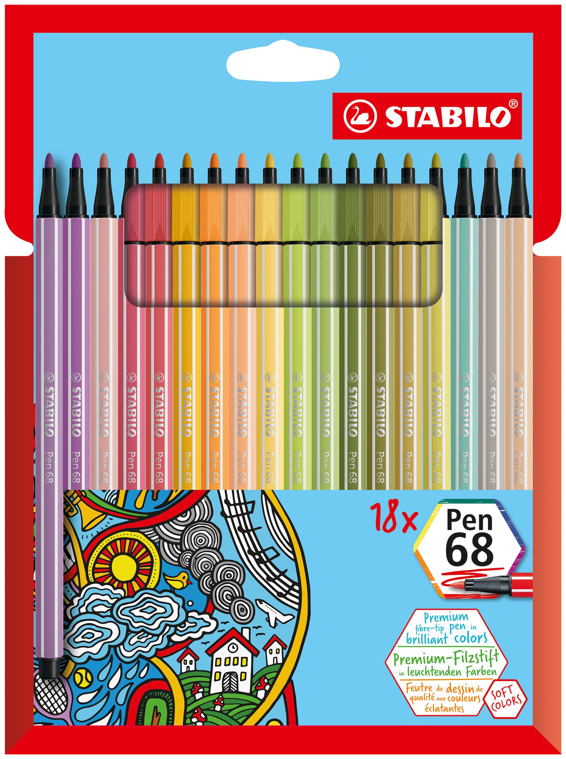 stabilo-pen-68-pochette-de-30-feutres-de-coloriage-pointe-moyenne-dont-6-fluo image 8
