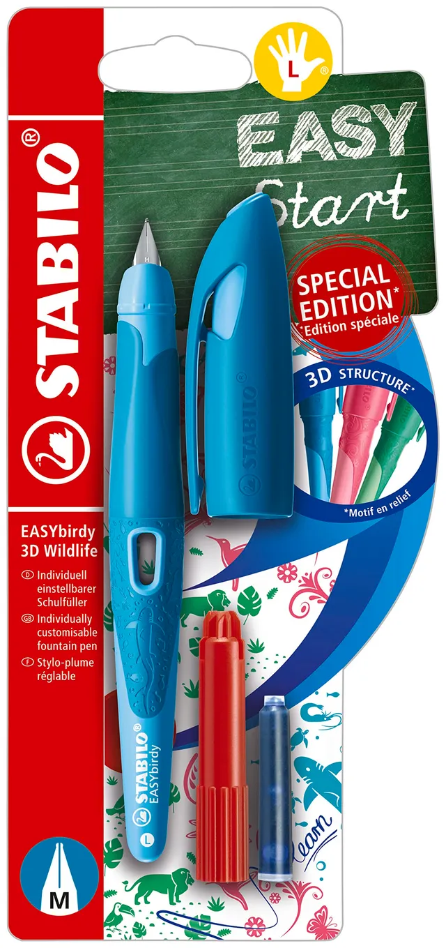 stabilo-easybirdy-3d-wildlife-stylo-plume-enfant-gaucher-bleu-cl-r-glage image 1
