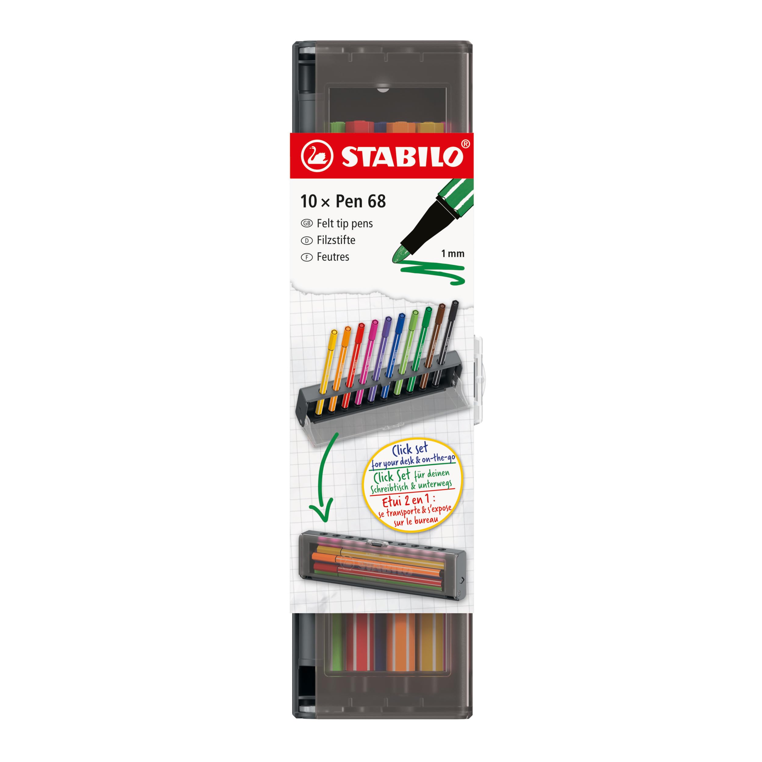 stabilo-pen-68-tui-click-box-10-feutres-coloriage-pointe-1-mm image 2