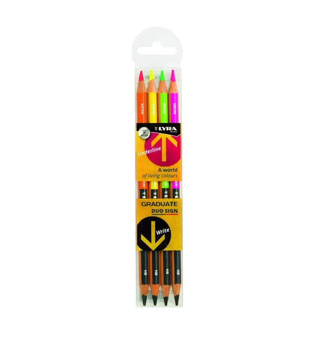 lyra-graduate-duo-sign-tui-4-crayons-double-pointe-fluo-et-graphite-hb image 1