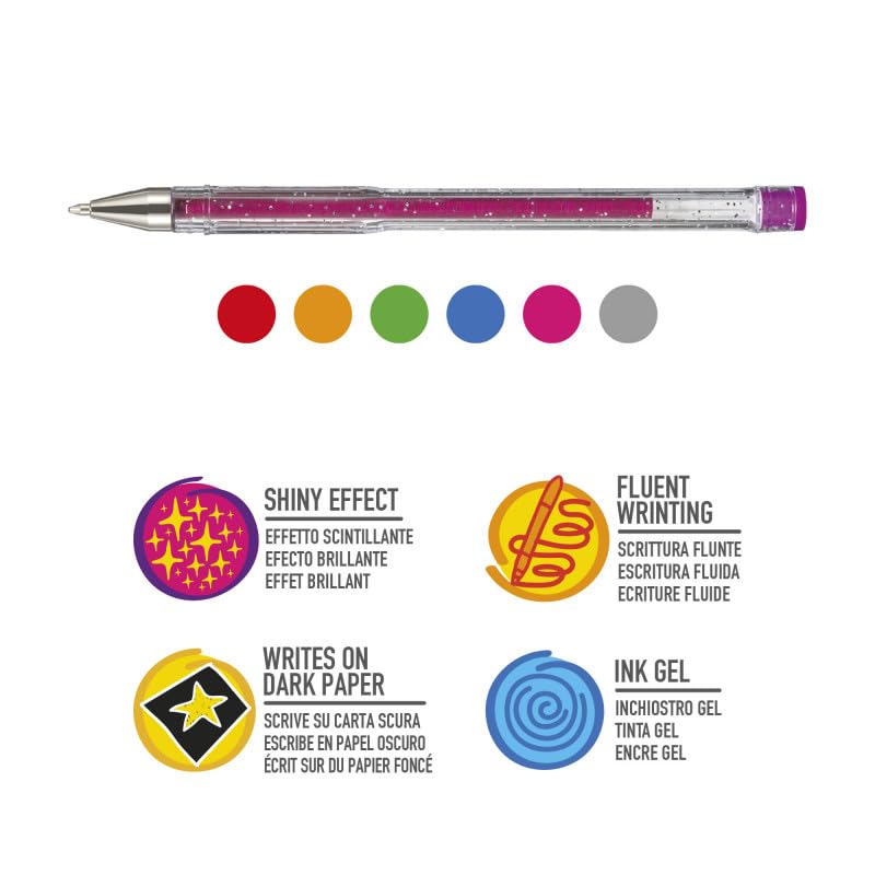 carioca-stylos-gel-paillet-s-6-pi-ces-papier-fonc image 6