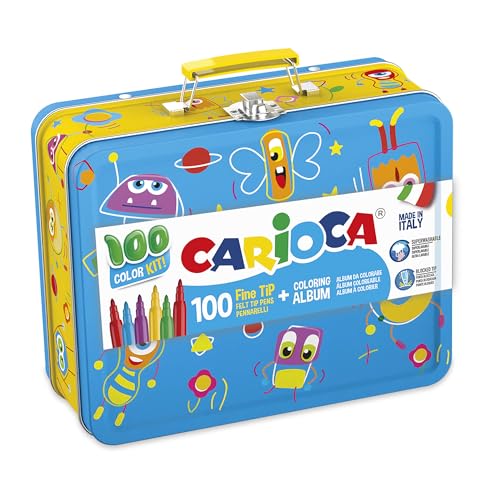 carioca-joy-bo-te-m-tal-100-feutres-pointe-fine-2-8-mm-livre-coloriage image 2