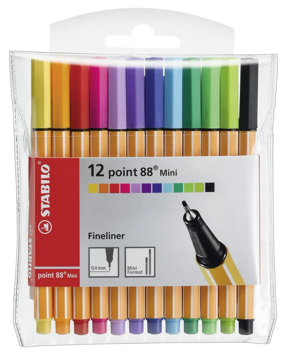 stabilo-point-88-mini-stylo-feutre-pointe-fine-0-4-mm-pochette-x-12-coloris-asso image 1