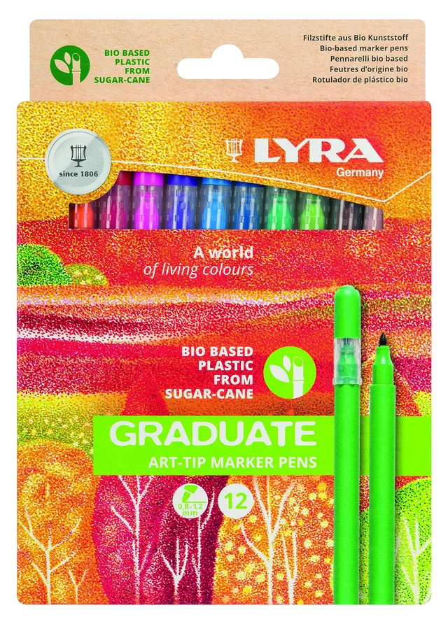 lyra-graduate-art-tip-tui-12-feutres-assortis-pointe-fibre image 1