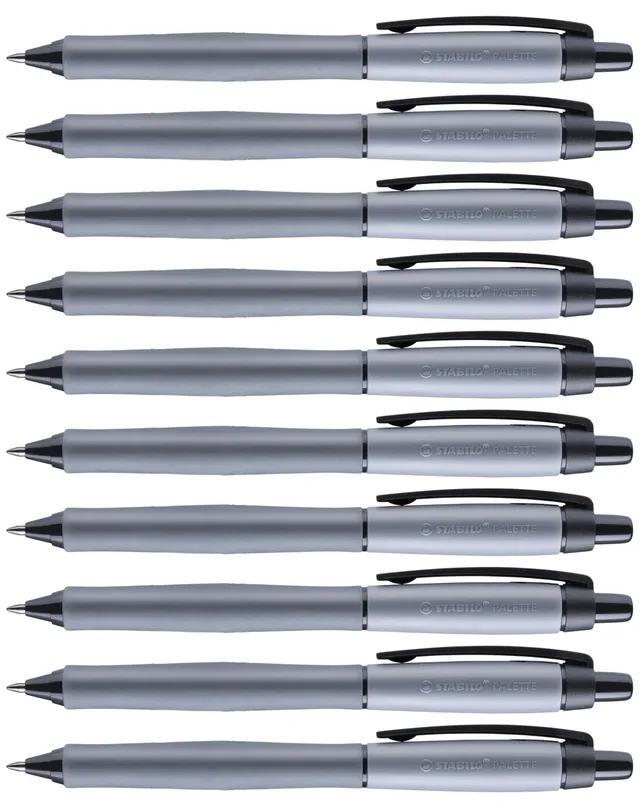 stabilo-palette-lot-de-10-stylos-roller-r-tractables-noirs-rechargeables image 1