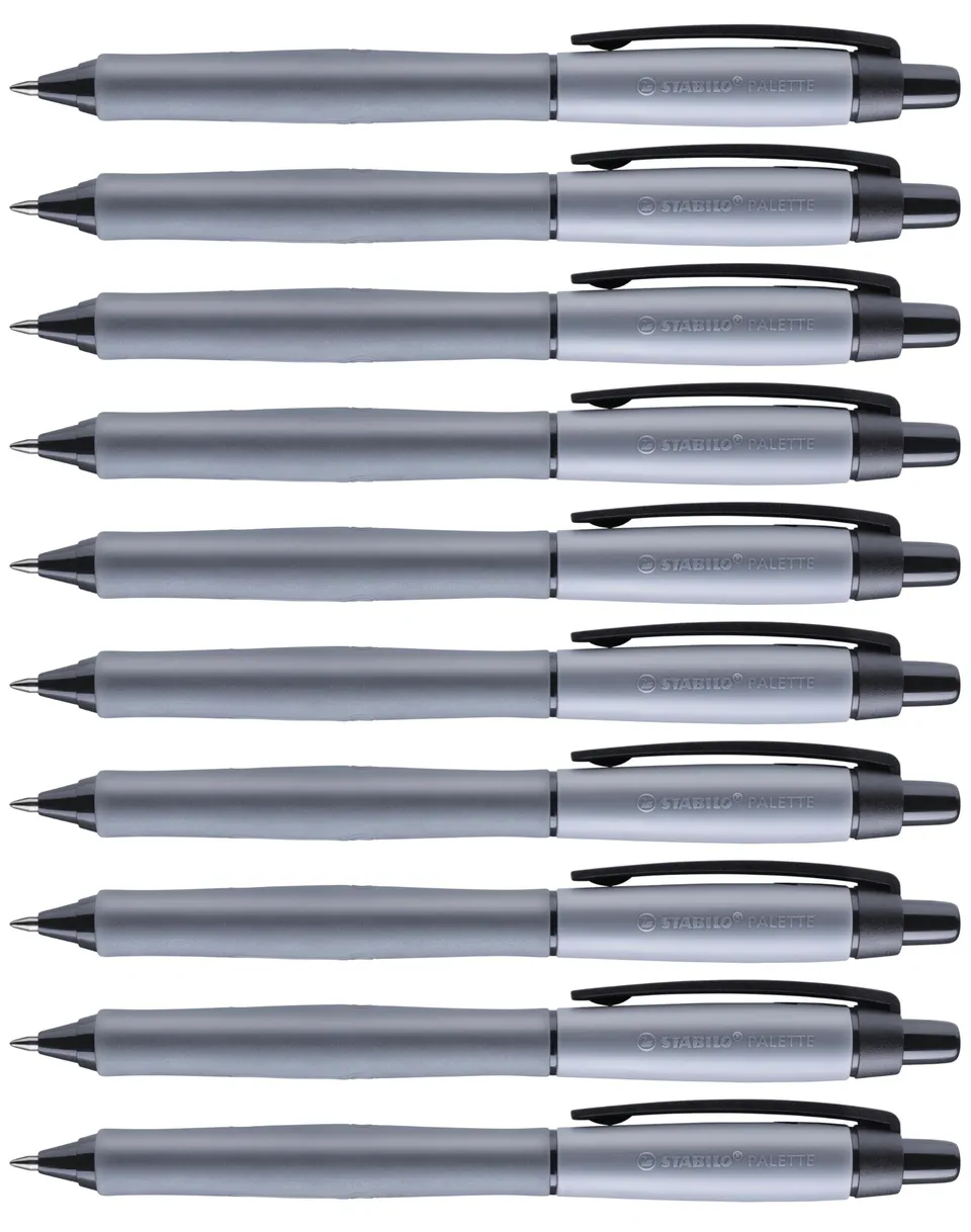 stabilo-palette-lot-de-10-stylos-roller-r-tractables-noirs-rechargeables image 1