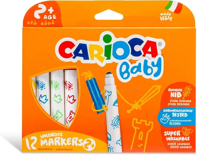 carioca-baby-2-ans-marqueurs-b-b-corps-large-pointe-bloqu-e-boite-de-12 image 1