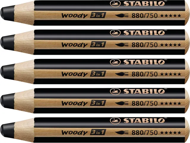 stabilo-woody-3in1-crayon-de-couleur-lot-x-5-noir-de-bougie image 1