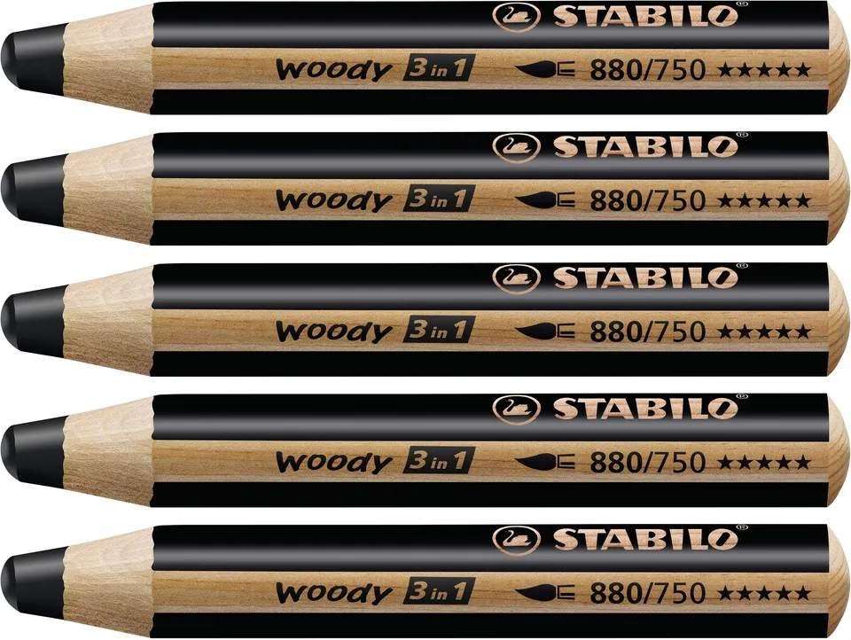 stabilo-woody-3in1-crayon-de-couleur-lot-x-5-noir-de-bougie image 1