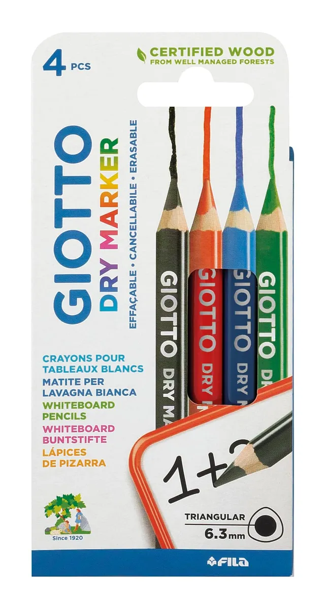 giotto-dry-marker-robercolor-bo-te-de-4-crayons-effa-ables-sec-pour-ardoises-et- image 1
